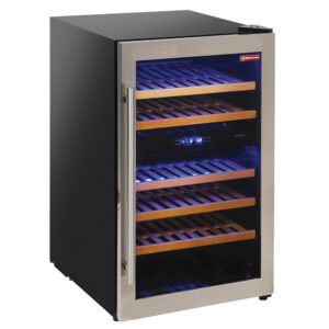 Diamond Europe - Vitrine cave à vins- ventilée- porte en acier inox-140 Lt - 2 T° - NOIRE
