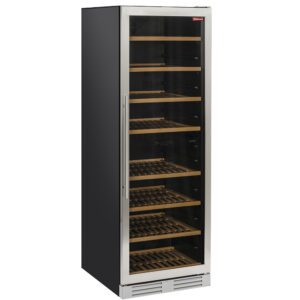 Diamond Europe - Vitrine cave à vins- ventilée- porte en acier inox- 470 Lt - 2 T° - NOIRE