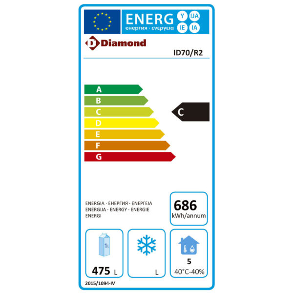 Diamond Europe - Armoire frigorifique ventilée 700 Lit. 1 porte (GN 2/1) - sur roues + – Image 2